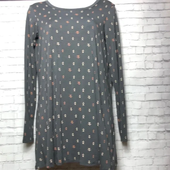 Billabong Long Sleeve Print Tunic Gray Size Small - Picture 3 of 7